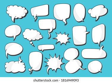 Set of blank empty speech bubbles