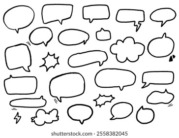 Set of blank empty speech bubbles for text, chat, message boxes. Vector illustration balloon speaking symbol conversation communication frame.Chalk textured dialog speech balloon. crayon