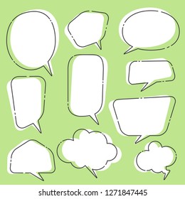 Set of blank empty white speech bubbles and dialog balloons on colorful 
background