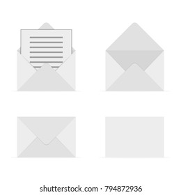Set of blank envelopes mockup in flat design. Vector illustration. Several envelopes, isolated on white background
