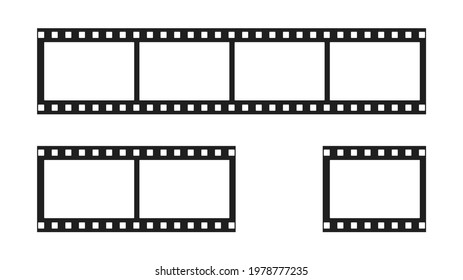 Set of blank film strips isolated on white background. 35mm film. Cinema concept. Vector illustration