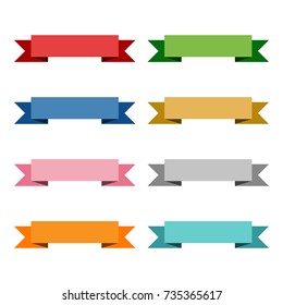 Set of blank flat color ribbons