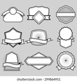 Set of blank frame badges ribbons and labels set 6. Vector illustration