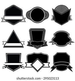 Set of blank frame badges ribbons,banner and labels ,black white .eps10