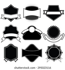 Set of blank frame badges ribbons,banner and labels ,black white .eps10

