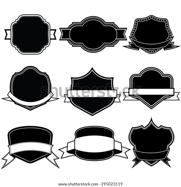 Set Blank Frame Badges Ribbonsbanner Labels Stock Vector (Royalty Free ...