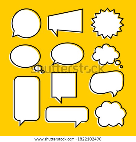 Set of Blank Funny Hand Drawn Callout Illustration Design, Flat Callout with Outlined Style Template Vector Stock photo © 