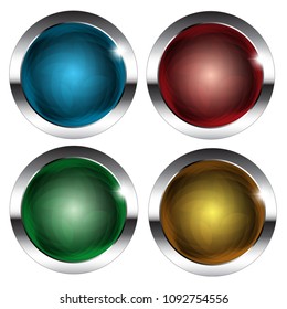 Set of blank geometric round backgrounds with a silver frame, with space for your text. Vector illustration.