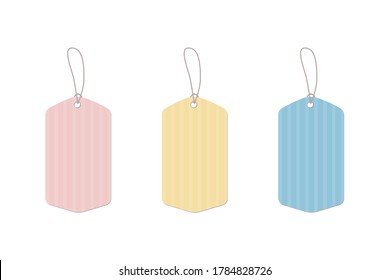 Set of blank gift tag labels for sale prices. Stickers in difference colours in one shape, textured and editable stock vector illustration isolated on white background