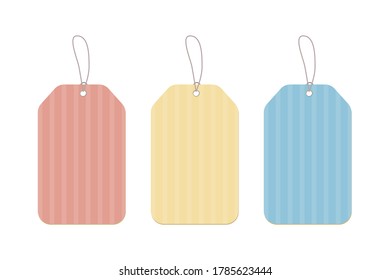 Set of blank gift tag labels for sale prices. Stickers in difference colours in one shape, textured and editable stock vector illustration isolated on white background