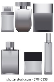 Set of blank glass bottles for perfumes.