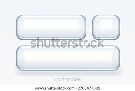 Set of blank glossy white web buttons with rounded corners, perfect for user interface design. Vector illustration.