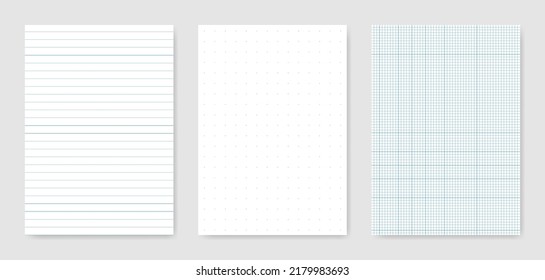 Conjunto de hojas de papel técnico gráfico en blanco para la representación de datos 