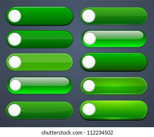 Set of blank green buttons for website or app. Vector eps10.