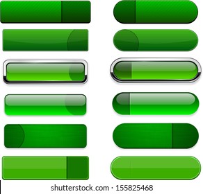 Set leerer grüner Buttons für Website oder App. Vektor eps10.