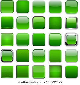 Set leerer, grüner Quadrat-Buttons für Website oder App. Vektor eps10.