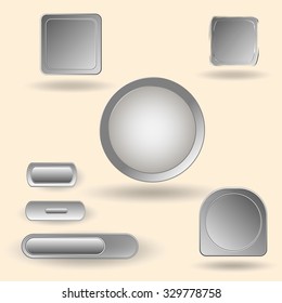 Set of blank grey buttons for website or app. Vector eps10.