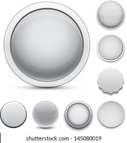 Set of blank grey round buttons for website or app. Vector eps10.