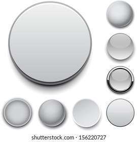Set of blank grey round buttons for website or app. Vector eps10.