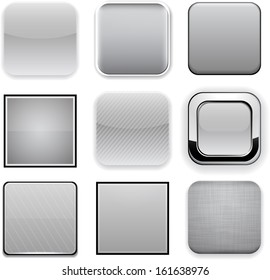 Set of blank grey square buttons for website or app. Vector eps10.