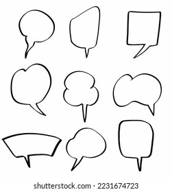 set blank hand drawn doodle speech bubbles. vector design illustration
