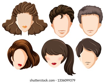 conjunto de ilustración de cabezales en blanco