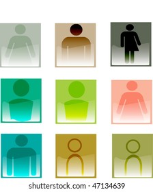 A set of blank identity avatars