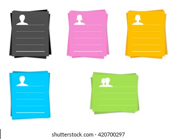 the set of blank info templates with head silhouette / the registration card set / the form collection