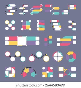 Conjunto de infografía en blanco con colección de estilo diferente