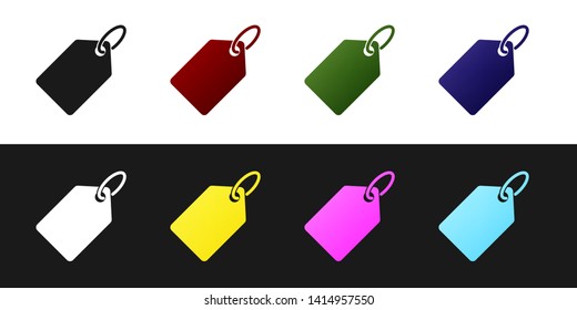 Set Blank label template price tag icon isolated on black and white background. Empty shopping discount sticker. Template discount banner. Vector Illustration