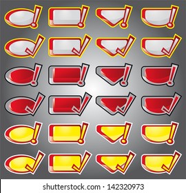 Set of blank labels with an exclamation point and a check mark, Vector Illustration 