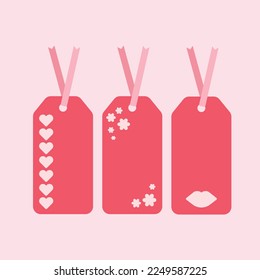 Set of blank labels, gift tag for a present with love decorates and hearts. Vector illustration