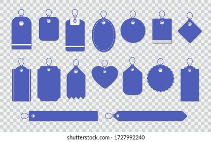 Set of blank labels tag template with shadow