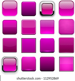 Set of blank magenta buttons for website or app. Vector eps10.