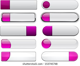 Set of blank magenta buttons for website or app. Vector eps10. 