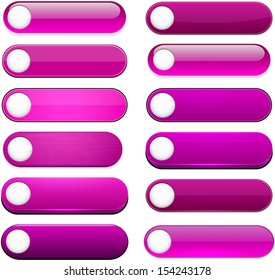 Set of blank magenta buttons for website or app. Vector eps10. 