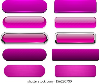 Set of blank magenta buttons for website or app. Vector eps10.  