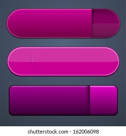 Set of blank magenta buttons for website or app. Vector eps10. 