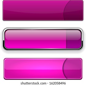 Set of blank magenta buttons for website or app. Vector eps10. 