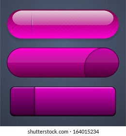Set of blank magenta buttons for website or app. Vector eps10. 
