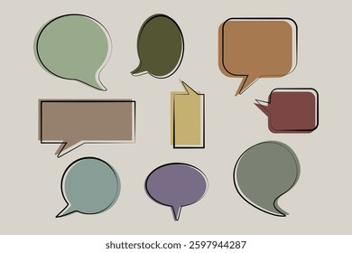  A set of blank minimalistic speech bubbles.  For presentations, comics, and creative designs, vector illustration