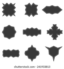 Set blank mockup banners dark style, gray graphic geometric shape label collection stickers templates