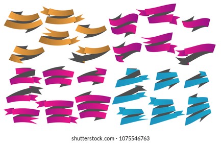 set of blank modern 3d ribbon web banner sticker label element illustration design vector