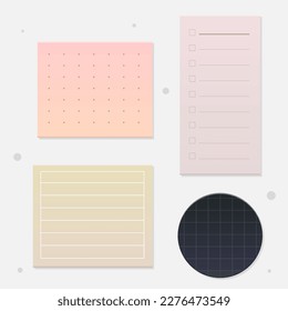 Set Of Blank Note Paper Sheets For School Or Office Cartoon Different Colors And Shapes  Flat Vector Design