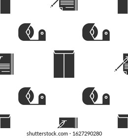 Set Blank notebook and pen, Envelope and Scotch on seamless pattern. Vector