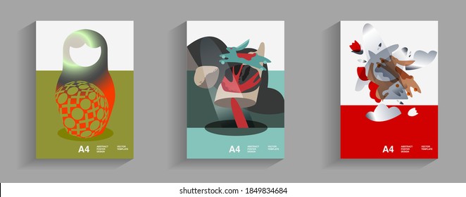 

a set of blank notebooks or covers with elements of Russian culture