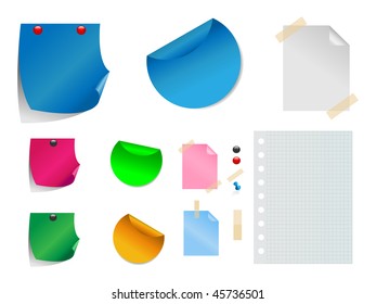 Set of blank, office stickers, vector.