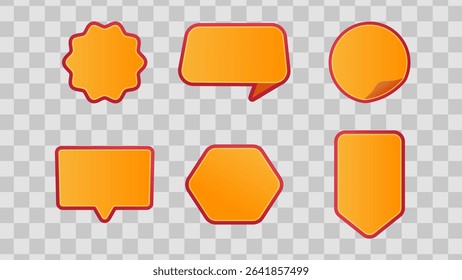 set of blank orange badge sticker
