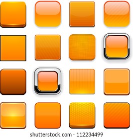 Set of blank orange buttons for website or app. Vector eps10.