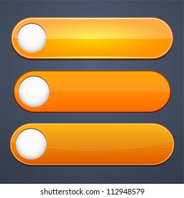 Set of blank orange buttons for website or app. Vector eps10.